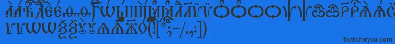 TriodionCapsIeucs Font – Black Fonts on Blue Background