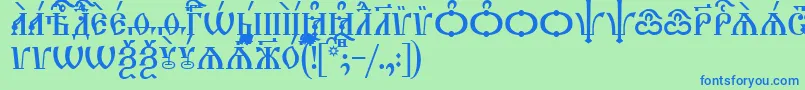 フォントTriodionCapsIeucs – 青い文字は緑の背景です。