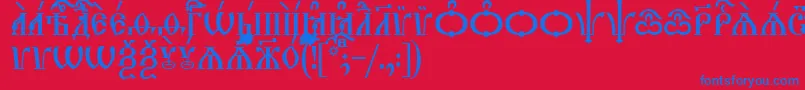 TriodionCapsIeucs Font – Blue Fonts on Red Background