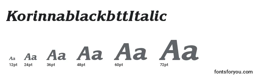 Размеры шрифта KorinnablackbttItalic