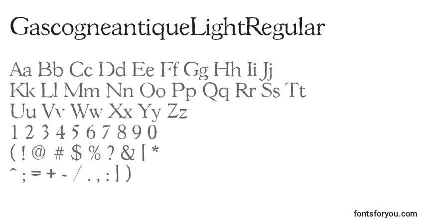 Schriftart GascogneantiqueLightRegular – Alphabet, Zahlen, spezielle Symbole