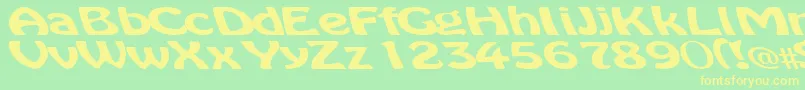 フォントMicrodot – 黄色の文字が緑の背景にあります