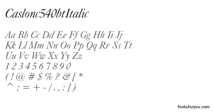 Шрифт Caslonc540btItalic – алфавит, цифры, специальные символы