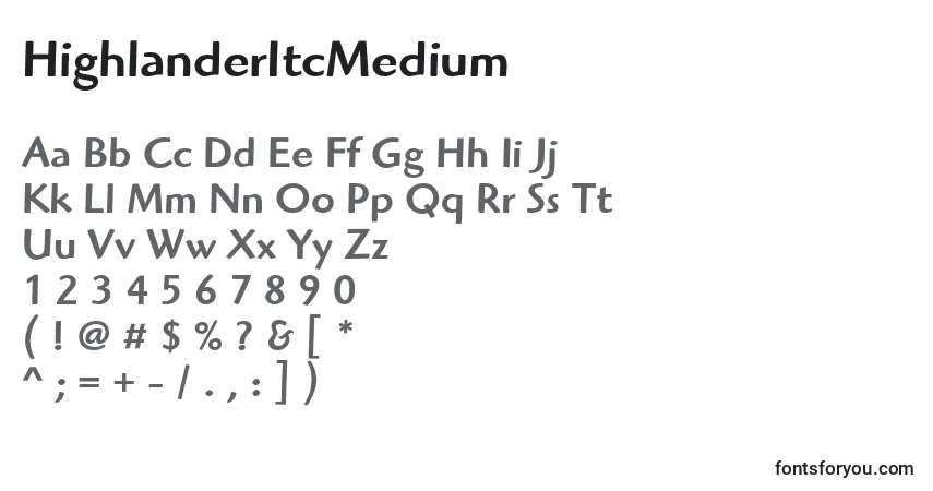 Шрифт HighlanderItcMedium – алфавит, цифры, специальные символы