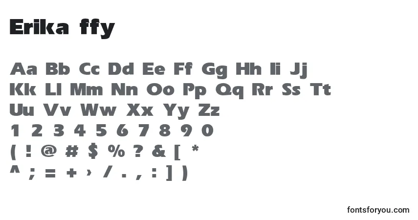 Schriftart Erika ffy – Alphabet, Zahlen, spezielle Symbole