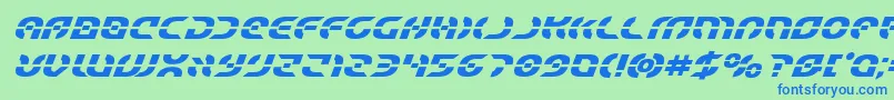 フォントStarfighterboldital – 青い文字は緑の背景です。