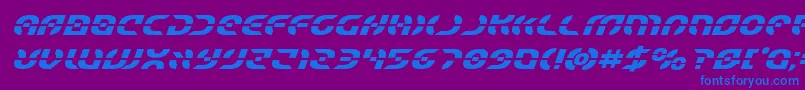 Starfighterboldital-Schriftart – Blaue Schriften auf violettem Hintergrund