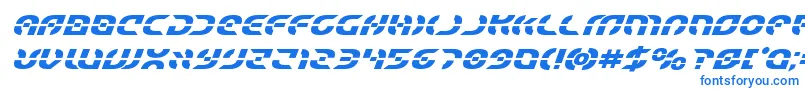 フォントStarfighterboldital – 白い背景に青い文字