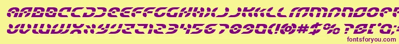 フォントStarfighterboldital – 紫色のフォント、黄色の背景