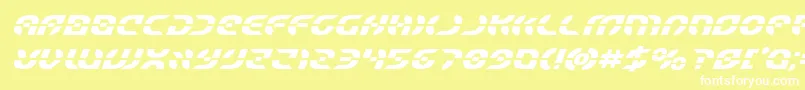 Starfighterboldital-fontti – valkoiset fontit keltaisella taustalla
