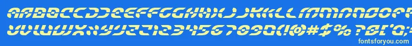 Starfighterboldital Font – Yellow Fonts on Blue Background