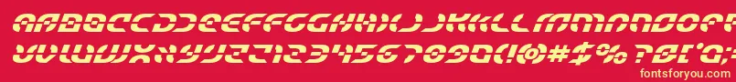 Starfighterboldital-Schriftart – Gelbe Schriften auf rotem Hintergrund