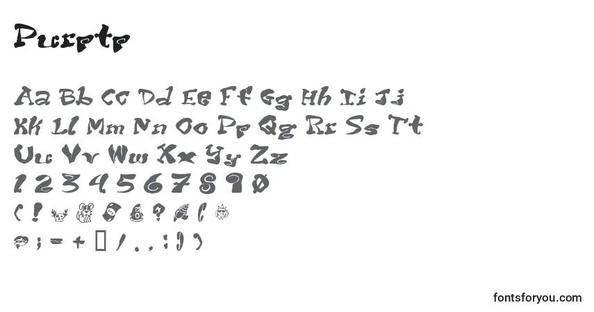 Purptpフォント–アルファベット、数字、特殊文字