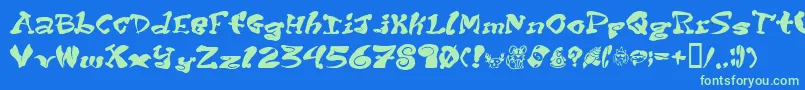 Purptp Font – Green Fonts on Blue Background