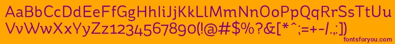 StrydeRegular-Schriftart – Violette Schriften auf orangefarbenem Hintergrund