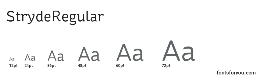 StrydeRegular Font Sizes
