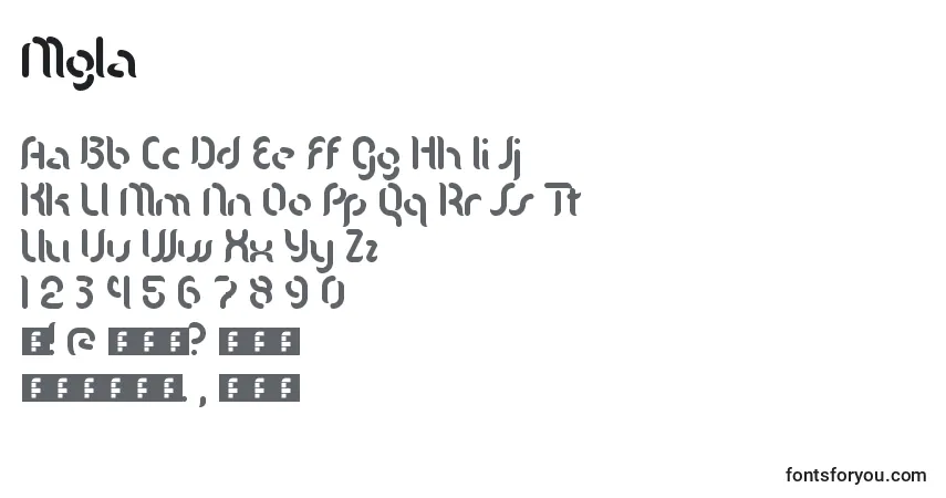 Schriftart Mgla – Alphabet, Zahlen, spezielle Symbole