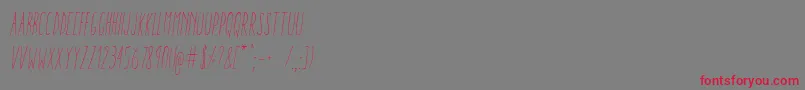 AracneUltraCondensedLightItalic Font – Red Fonts on Gray Background