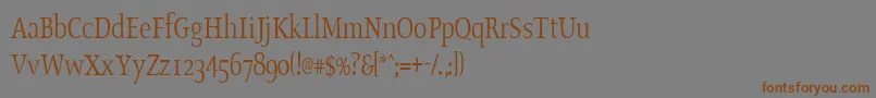 フォントOldstylecondensedRegular – 茶色の文字が灰色の背景にあります。