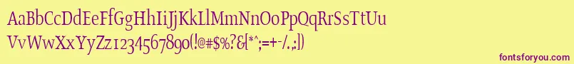 OldstylecondensedRegular Font – Purple Fonts on Yellow Background