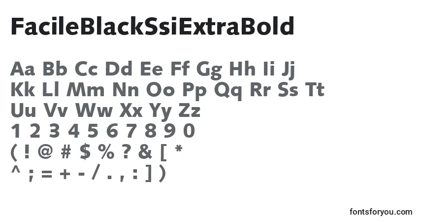 A fonte FacileBlackSsiExtraBold – alfabeto, números, caracteres especiais