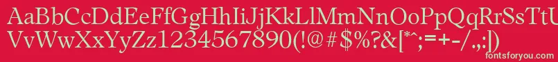 フォントLeamingtonserialLightRegular – 赤い背景に緑の文字