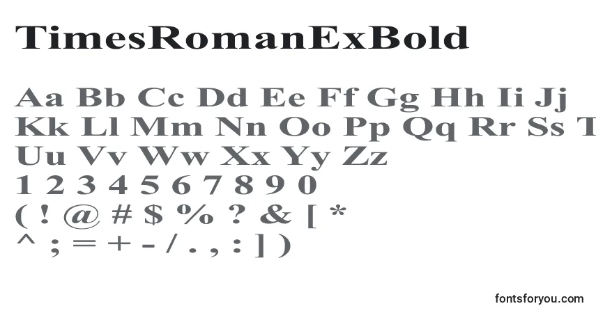 Schriftart TimesRomanExBold – Alphabet, Zahlen, spezielle Symbole