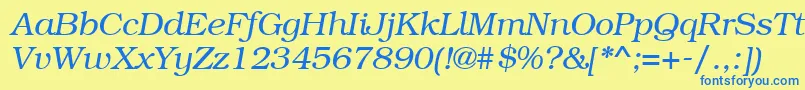 フォントBkm46C – 青い文字が黄色の背景にあります。