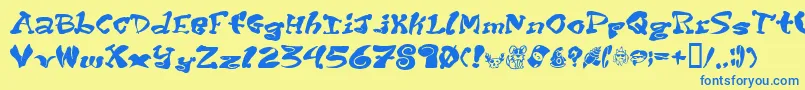 Purptete-Schriftart – Blaue Schriften auf gelbem Hintergrund