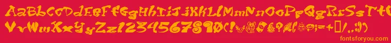 フォントPurptete – 赤い背景にオレンジの文字