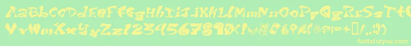 Purptete-Schriftart – Gelbe Schriften auf grünem Hintergrund