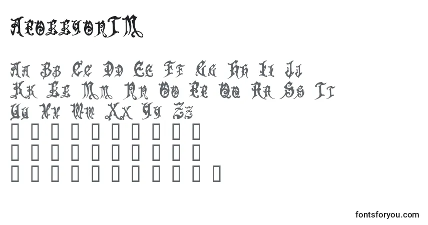Czcionka ApollyonTM – alfabet, cyfry, specjalne znaki