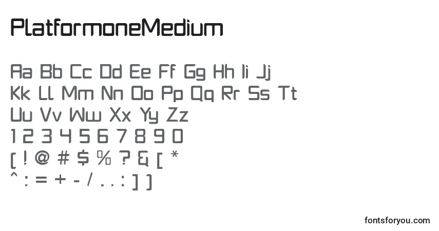 A fonte PlatformoneMedium – alfabeto, números, caracteres especiais