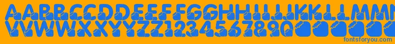 LmsMomsBirthdayTreat-fontti – siniset fontit oranssilla taustalla