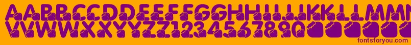 LmsMomsBirthdayTreat-fontti – violetit fontit oranssilla taustalla