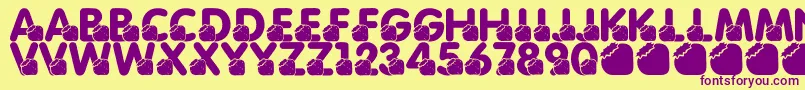 LmsMomsBirthdayTreat-fontti – violetit fontit keltaisella taustalla