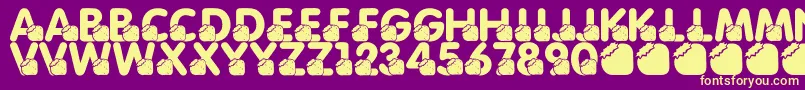 フォントLmsMomsBirthdayTreat – 紫の背景に黄色のフォント