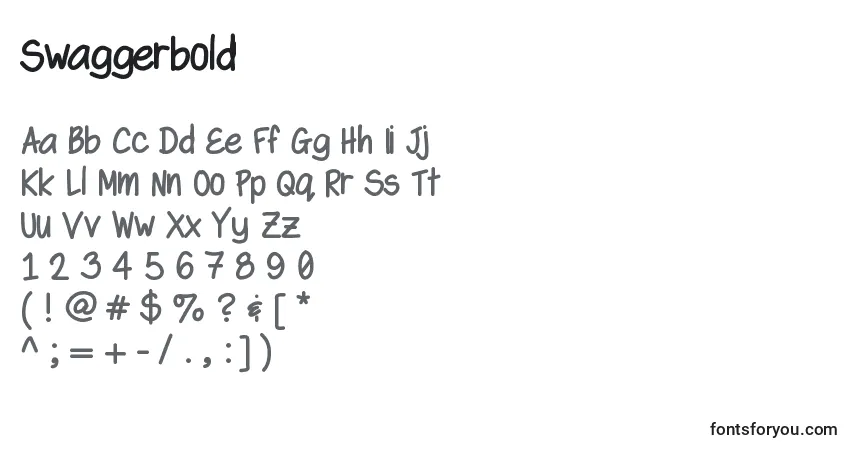 A fonte Swaggerbold – alfabeto, números, caracteres especiais