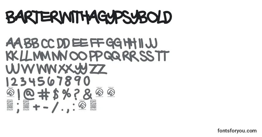 Schriftart BarterwithagypsyBold – Alphabet, Zahlen, spezielle Symbole
