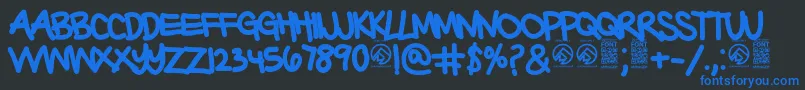 Fonte BarterwithagypsyBold – fontes azuis em um fundo preto