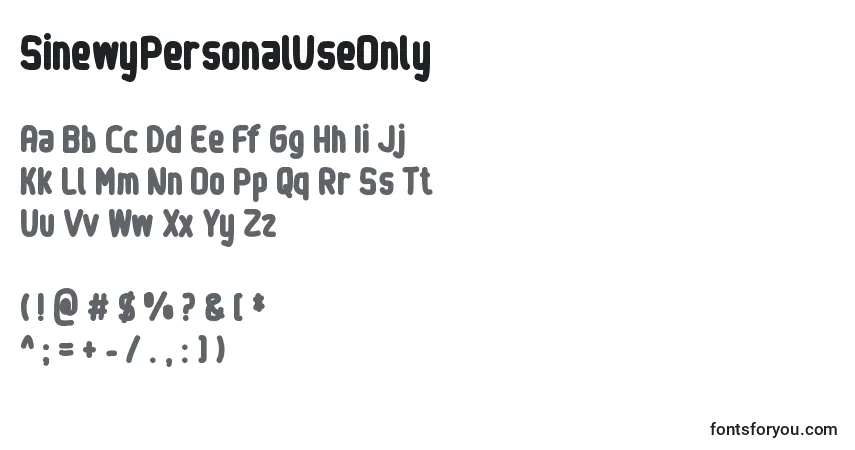 Шрифт SinewyPersonalUseOnly – алфавит, цифры, специальные символы