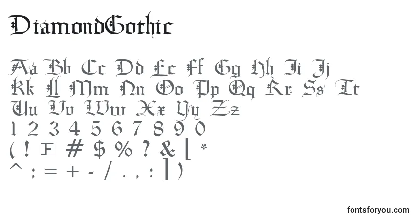 Czcionka DiamondGothic – alfabet, cyfry, specjalne znaki