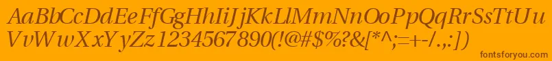 VeracitysskItalic-Schriftart – Braune Schriften auf orangefarbenem Hintergrund