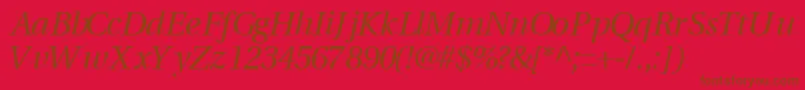 Czcionka VeracitysskItalic – brązowe czcionki na czerwonym tle