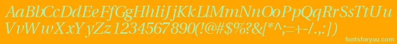 VeracitysskItalic-Schriftart – Grüne Schriften auf orangefarbenem Hintergrund