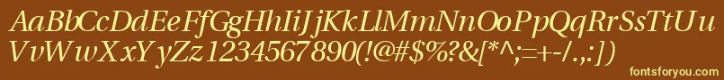 VeracitysskItalic Font – Yellow Fonts on Brown Background
