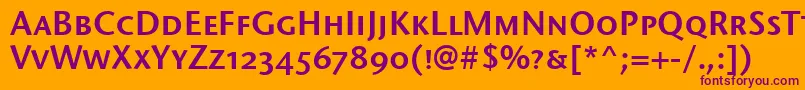 StoneSansSemScItcTtSemi-Schriftart – Violette Schriften auf orangefarbenem Hintergrund