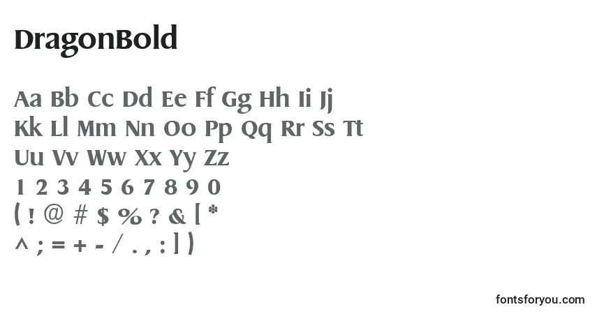 A fonte DragonBold – alfabeto, números, caracteres especiais