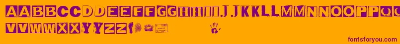 Revista-fontti – violetit fontit oranssilla taustalla