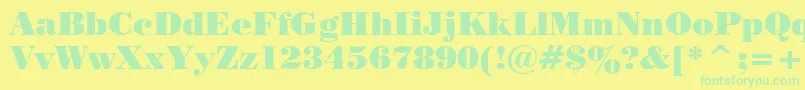 Pstrbod-fontti – vihreät fontit keltaisella taustalla